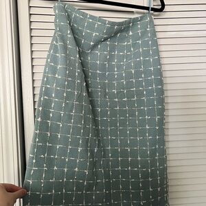 Dainty Jewells Teal Grid Pencil Skirt
